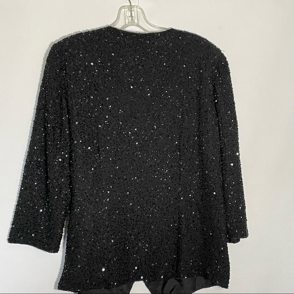 Chadwicks Black beaded sequined wrap top womens 14 - Picture 5 of 12